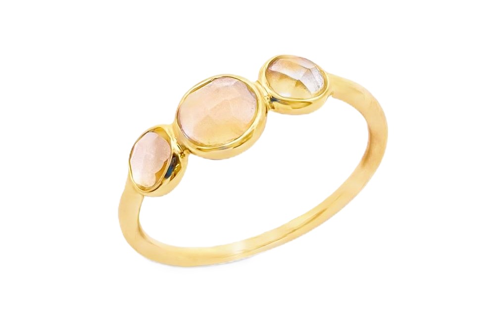 [17105RTA12RCIDO] Sterling silver 3 semiprecious stones ring (Gold plated, EU size 52, Citrine)